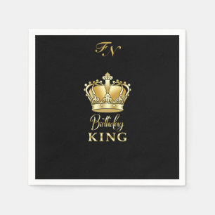Birthday King Gold Crown Royal Monogram Luxury Napkins