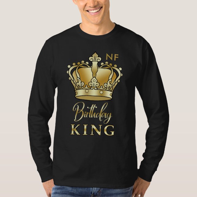 Birthday King Gold Crown Royal Monogram Luxury T-Shirt (Front)
