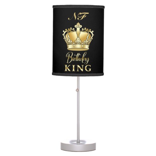 Birthday King Gold Crown Royal Monogram Luxury Table Lamp (Front)