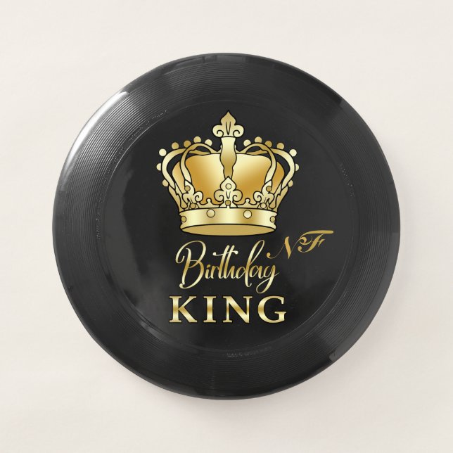 Birthday King Gold Crown Royal Monogram Luxury Wham-O Frisbee (Front)