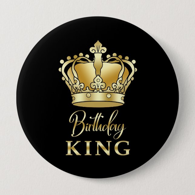 Birthday King Gold Crown Royal Queen Funny Button (Front)