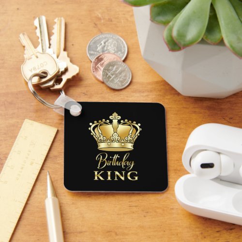 Birthday King Gold Crown Royal Queen Funny Keychain