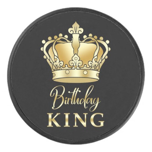 Birthday King Gold Crown Royal Queen Luxury Hockey Puck