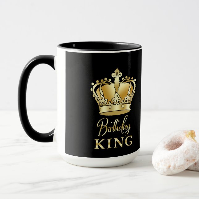 Birthday King Gold Crown Royal Queen Luxury Mug (With Donut)