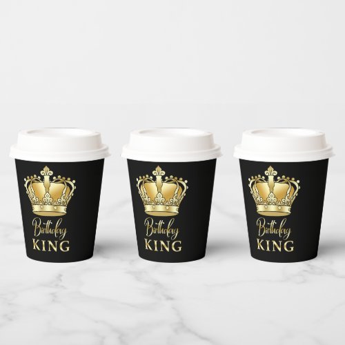 Birthday King Gold Crown Royal Queen Luxury Paper Cups