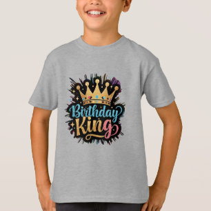 Birthday King Golden Crown Sparkle boys T-Shirt