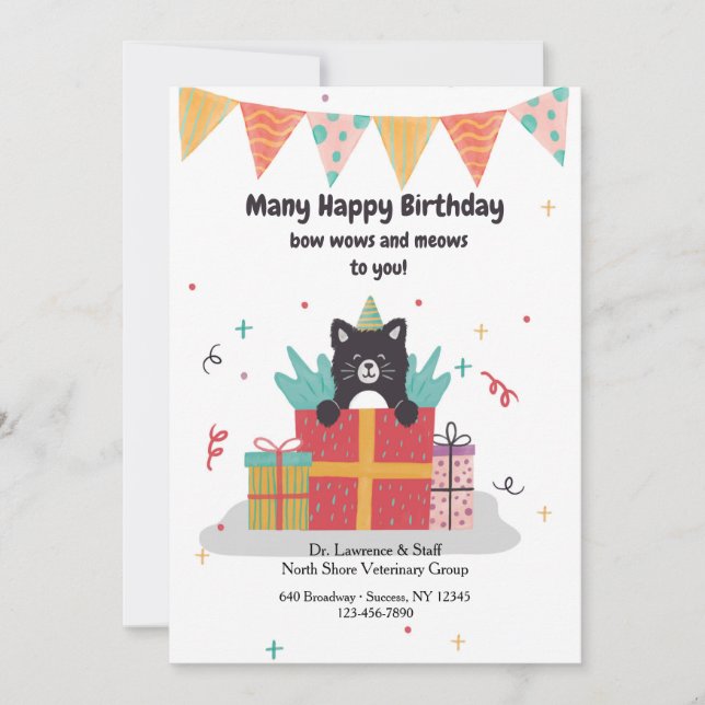 Birthday Kitten Greeting Card from Vet (Front)