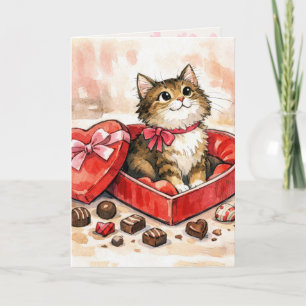 Birthday Kitten Sitting in a Candy Box Card
