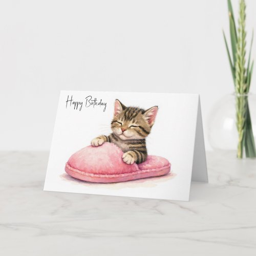 Birthday Kitten Sleeping in a Pink Slipper
