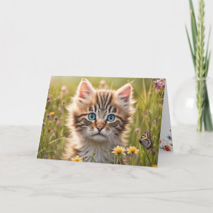 Birthday Kitten With Butterfly Card