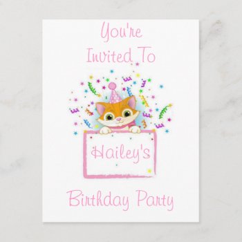 Birthday Kitty Invitation by EnKore at Zazzle