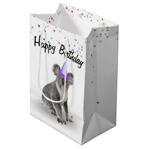 Birthday Koala Bear and Star Confetti   Medium Gift Bag
