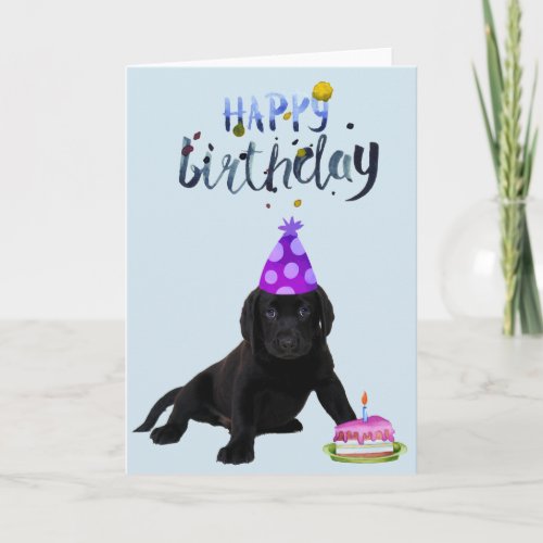 Birthday Labrador Retriever Lab Black Puppy Card