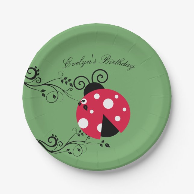 Birthday Ladybug Paper Plates  (Front)
