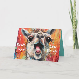 Birthday Lama Personalizable Funky Cute Card