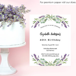 Birthday lavender eucalyptus budget invitation