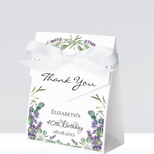 Birthday lavender eucalyptus violet thank you  favor boxes