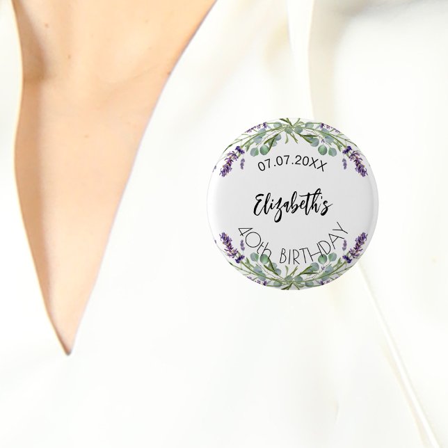 Birthday lavender flowers eucalyptus greenery button (Creator Uploaded)