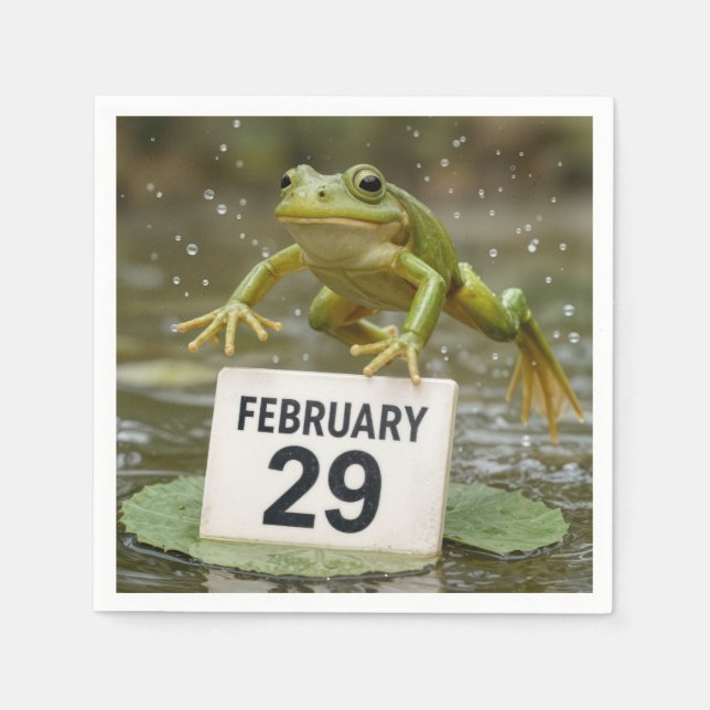 Birthday Leap Year Frog Napkins (Front)