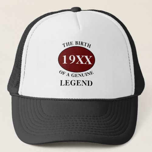 Birthday Legend Any Year Humor Father Black Red Trucker Hat