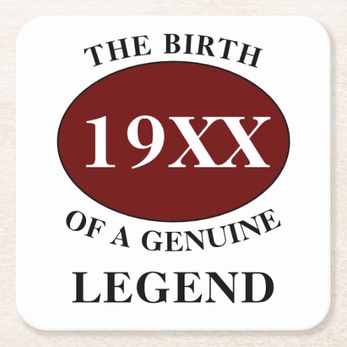 Birthday Legend Any Year Humor Father Red Black Square Paper Coaster