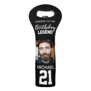 Birthday Legend Custom Photo Any Age Birthday Wine Bag