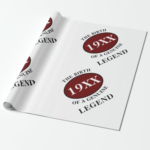 Birthday Legend Year Humor Father Red Black Bold Wrapping Paper