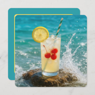 Birthday Lemonade Drink On a Beach Rock Invitation
