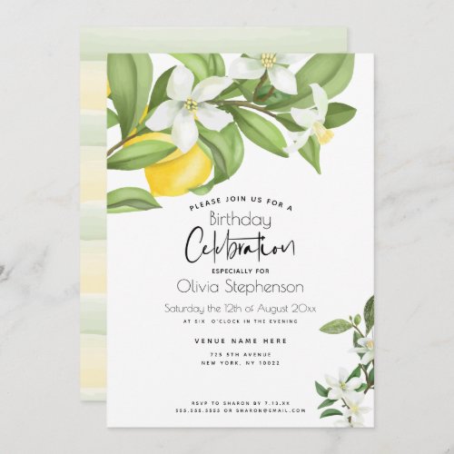 Birthday    Lemons and Blooms Invitation