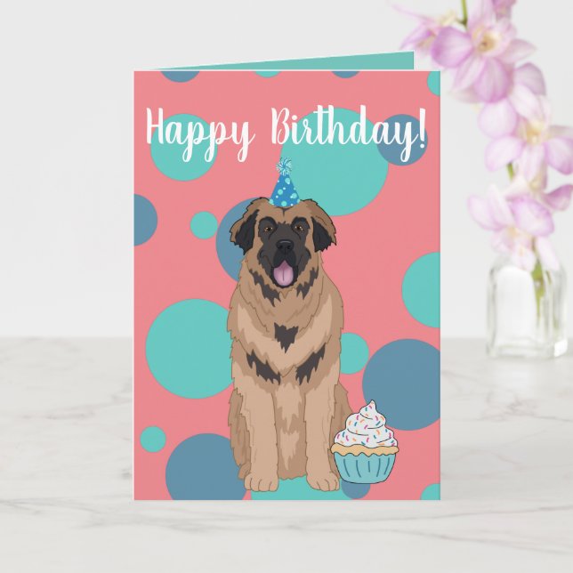 Birthday Leonberger Card (Orchid)
