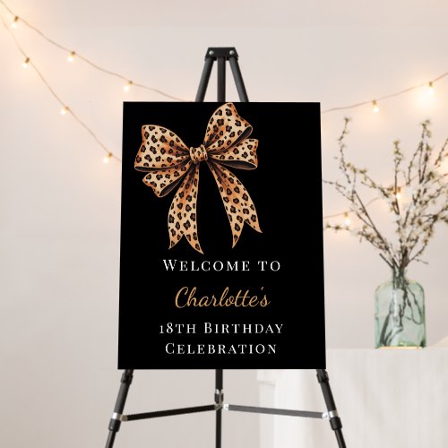 Birthday leopard bow black welcome foam board