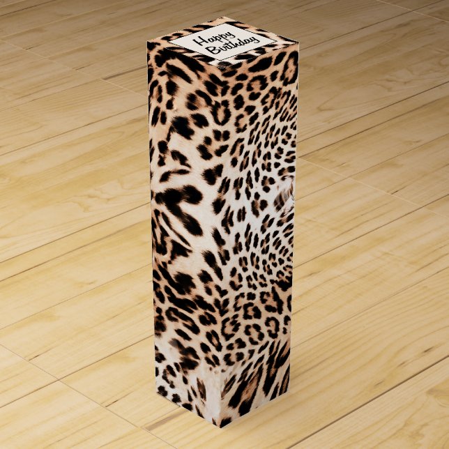 Birthday Leopard Fur Print  Wine Box (Front)
