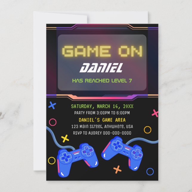 Birthday Level Up Gamer Birthday Invitation (Front)