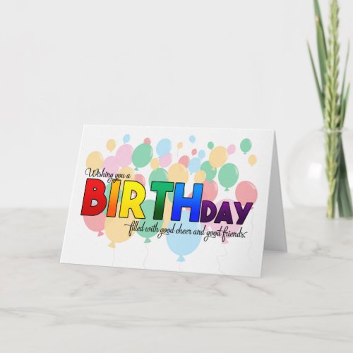 Birthday LGBT Rainbow Colors Theme with Balloons Card