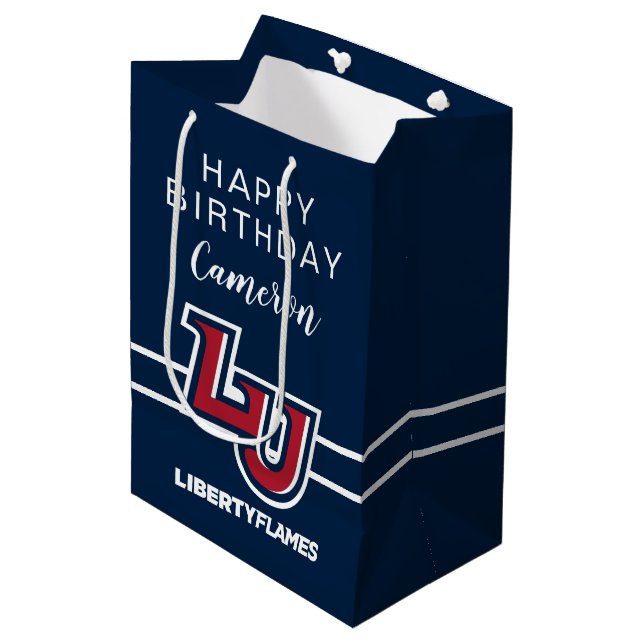 Birthday | Liberty Flames Letters Medium Gift Bag (Front Angled)