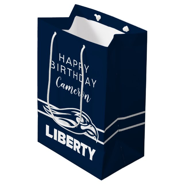 Birthday | Liberty University Athletic Mark Medium Gift Bag (Front Angled)