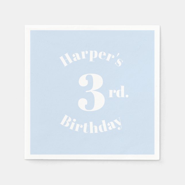 Birthday light blue Custom name and number Napkins (Front)
