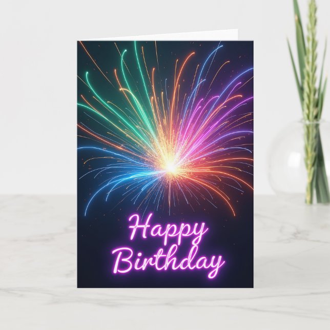 Birthday Light Burst Card (Front)