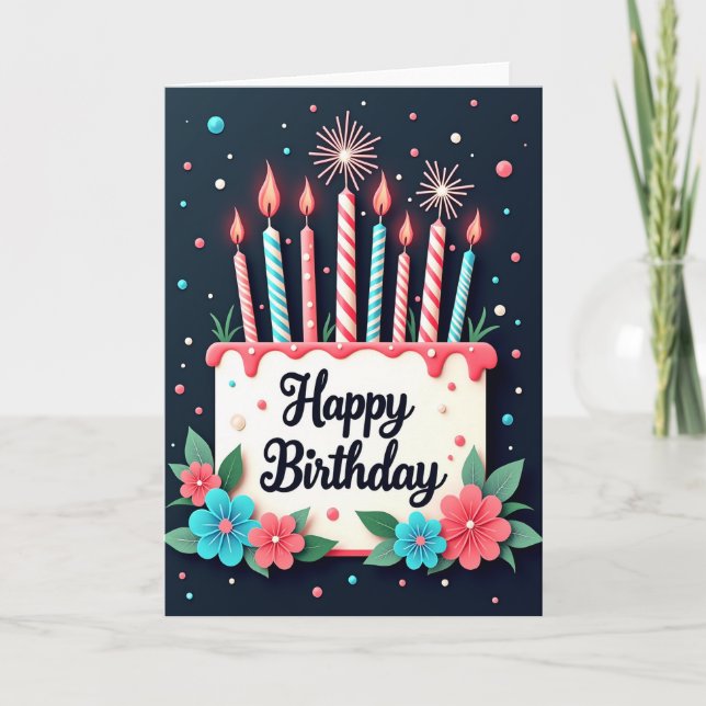 Birthday Lights Sparkle Card (Front)