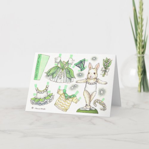 Birthday Lily of the Valley Paper Doll Card