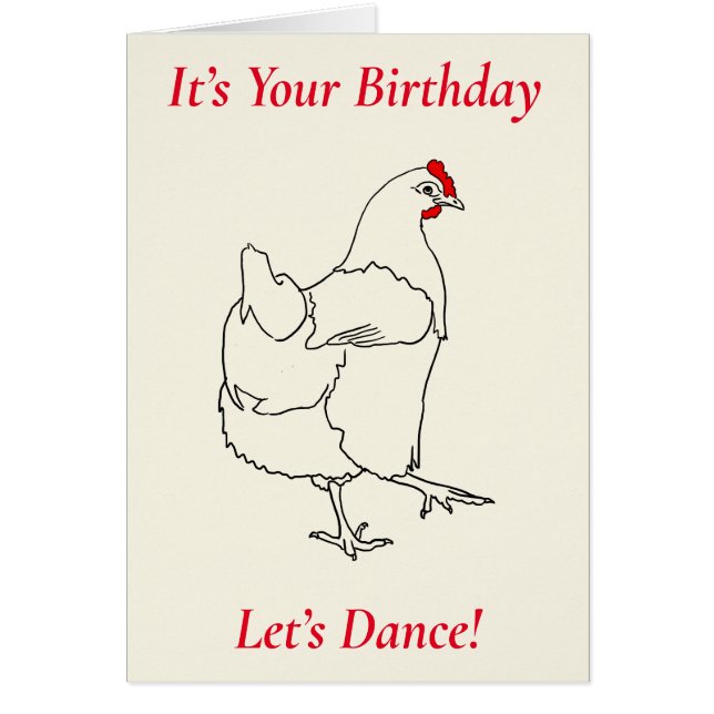 Birthday Line Dancing Chicken Funny Hen Drawing Cards (Front)