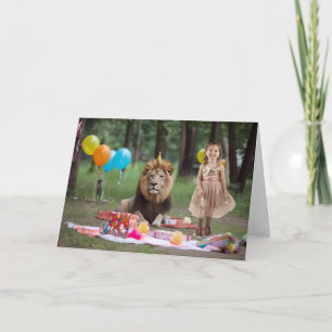 Birthday Lion Backdrop background Custom Photo Card
