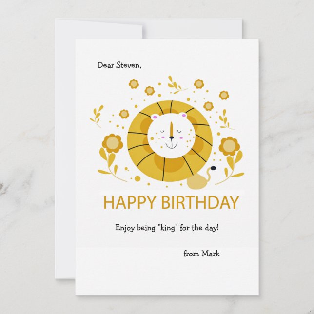 Birthday Lion Greeting Card (Front)