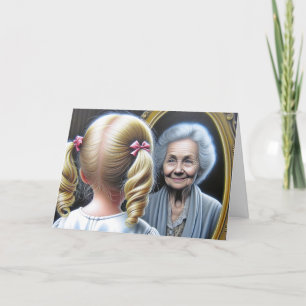 Birthday Little Girl and Old Lady Card
