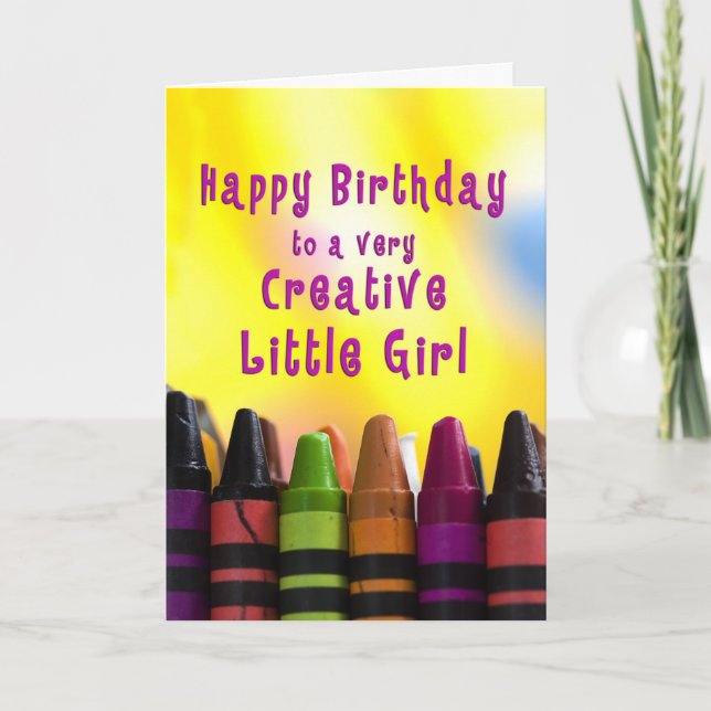 Birthday Little Girl Creative Crayons Card (Front)