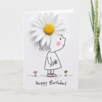 Birthday Little Girl With a White Daisy