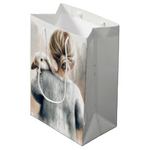 Birthday Little Girl With Pet Rabbit Medium Gift Bag