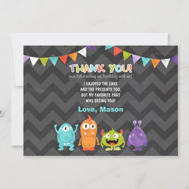 Birthday Little Monster Thank You Card (Front)