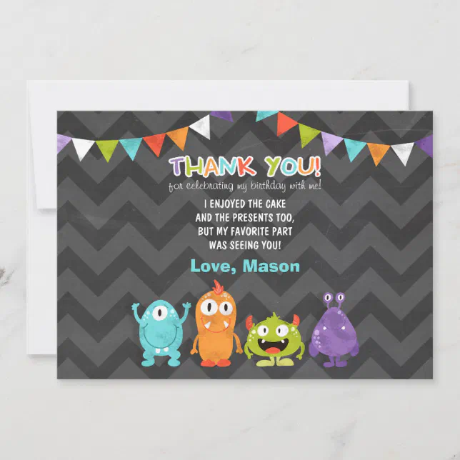 Birthday Little Monster Thank You Card | Zazzle
