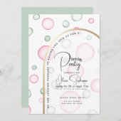 Birthday | Lively Fun Pink and Green Bubbles Invitation (Front/Back)